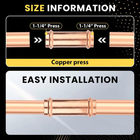 40 Pack Copper Press Extended Couplings One And A Quarter Inch Press To Connect Fittings For Copper Tubing And Plumbing Systems