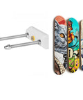 Skateboard Deck Display Wall Mount For Hanging And Showing Off Your Board Fits Most Decks With 1.625 Inch Truck Holes Easy Install Wall Art And Decor For Skaters 1 Pack with three skateboards and mounting hardware