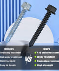 Comparison of ordinary screw and Self Drilling Screws Assortment Kit 150 Pieces For DIY Projects In 410 Stainless Steel Black Zinc Plated