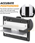 2 In 1 Invisible Fastener Slotting Jig For Woodworking Routers And Mortising, Grooving Base, shown in profile with metal ruler