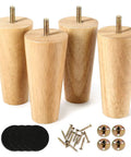 5 Inch Solid Wood Furniture Legs Set Of 4 Durable Mid Century Style Replacement Legs For Sofa Couch Bed Dresser Cabinet