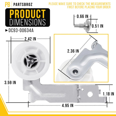 Dimensions of Dryer Idler Pulley Replacement For Samsung Dryers Drop In Easy Install With Precise Replacement Part For DV40J3000EW