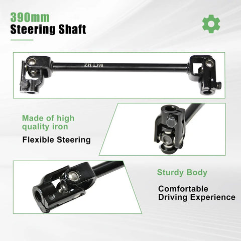 390mm iron steering shaft for Go Kart Steering Kit With 390Mm Shaft 440Mm Rack And Pinion 270Mm Steering Wheel 150Mm Column