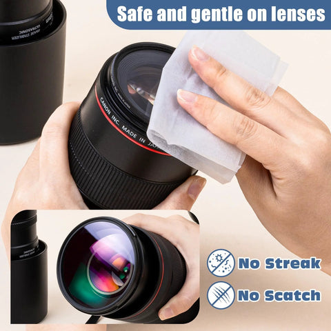 Lens cleaning wipes, 500-count, pre-moistened and individually wrapped for eyeglasses and camera lenses; streak-free