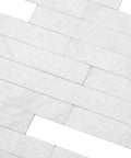 Peel And Stick Stone And Metal Tile Backsplash For Kitchen Bathroom And Fireplace 10 Sheets In Bright Carla White No Grout Needed Easy Diy Renovation With Real Look, close-up view of interlocking tiles in white.