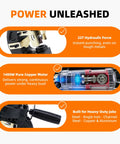 Beast 1400W Electric Hydraulic Hole Puncher features 22-ton force and pure copper motor for steel, iron, copper, and aluminum jobs.