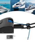 35lb Boat Electric Anchor Winch 12V Saltwater Windlass System With Remote Control 100ft Anchor Rope Heavy Duty Towing Winch For 24ft Boats Built Tough Rust Proof Construction ABS And Stainless Steel, black winch with remote