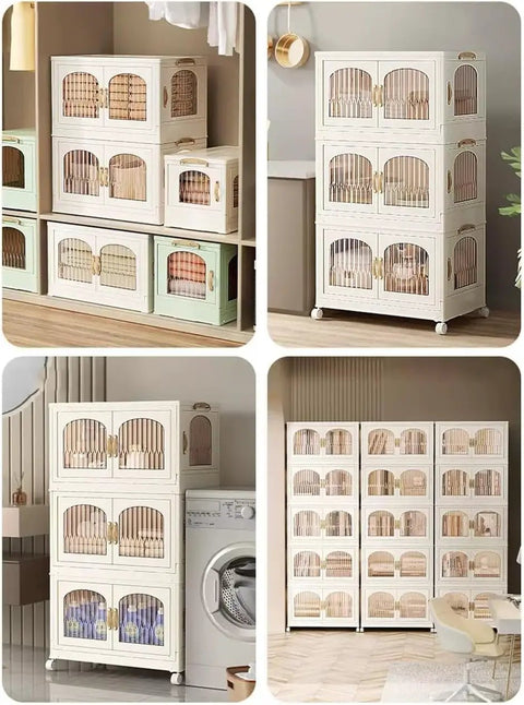Stackable Rolling Storage Bins With Snug Magnetic Lid And Side Snap Locks Featuring Four Lockable 360 Swivel Casters For Easy Glide Transport And Zero Sweat Organization