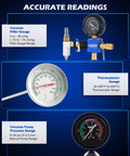 Orion Motor Tech coolant pressure tester kit, 26pc vacuum refill set with 18 radiator adapters and vacuum pump gauge.