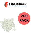 LC Fiber Optic Dust Caps 200 Pack 1.25mm Ends In Snap Lock Case displayed with FiberShack logo.