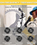 Professional Grade Electric Concrete Saw With Beefy 5000 Watt Brushless Motor and Diamond Blade cutting grooves in wall