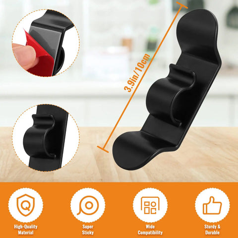 4 Pack Appliance Cord Organizer Kit No Mess Kitchen Cords And Wires Tidy Wrap Cord Keeper Stick On Holder for mixers, black ABS plastic