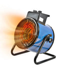 Heavy Duty 5000W 240V Industrial Space Heater For Garage Or Workshop emitting heat, blue steel body, portable design