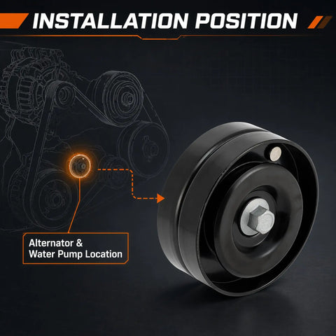 High Impact Drive Belt Idler Pulley For Mini Cooper 2002 2007 With 1.6L Engine installation position near alternator.