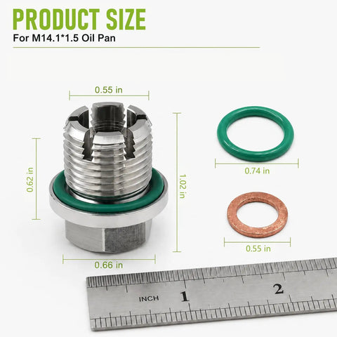 Top Tier Oversize Piggyback Oil Drain Plug Kit That Totally Fixes Worn Engine Threads With Leakproof Seal And Durable Stainless Steel Self Tapping Design Perfect For Quick Car Bike And Boat Repairs M14.1x1.5 size with gasket and washer