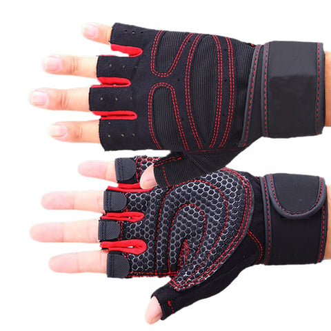 Fingerless Fitness Gloves With Wrist Wrap For Men And Women Breathable Non Slip Gym Gloves For Weightlifting And Barbell Workouts