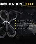 Smooth Drive Belt Tensioner Idler Pulley Kit For Toyota Camry 2010-2011 With 2.5L Gas Engine, focused view of drive tensioner belt.