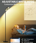 Smart RGBW Floor Lamp With Double Side Lighting 2400 Lumen Dimmable LED Standing Lamp next to a couch
