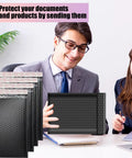 People examining Black Bubble Mailers Set Of 50 Waterproof Self Seal Padded Envelopes For Shipping And Packing, 3 sizes.