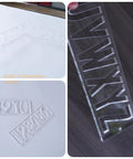 Premium Uppercase Letter Template Routing Guide With Rock Solid Acrylic Stencil For Woodworking And Sign Making Plus Dope Diy Craft Projects Featuring Killer Engraving Precision That Works Smoothly With Standard Quarter Inch Router Bits displayed in clear acrylic showing numbers and letters.