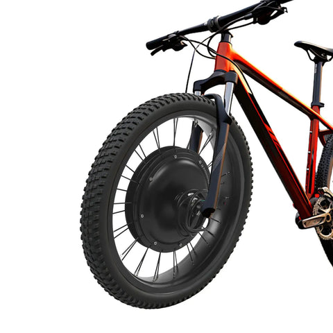 1000W Front Wheel Ebike Motor Kit For 48V Fat Tire Electric Bicycle With PAS And LCD Display, mounted on a red bike