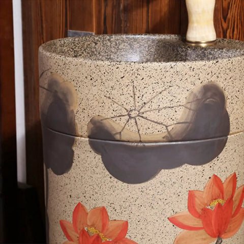 Modern Handmade Vessel Sink For Bathroom Vanity Bundle Includes Faucet And Drain With Installation Hole And Overflow For No Sweat Install Indoors Or Outdoors Daily, decorated ceramic design.