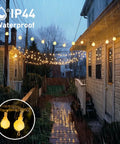 Outdoor display of 100 LED Globe String Lights Indoor Outdoor 33ft Warm White With Remote Connectable Fairy Lights
