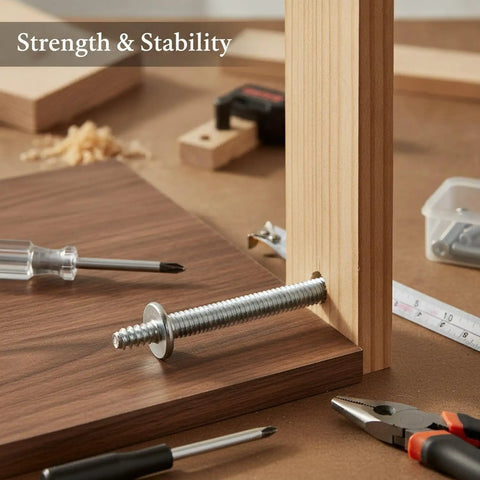 Dual Thread Hanger Bolt For Furniture Assembly And Woodworking, Wood Threads On One End And Machine Threads On The Other