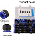 50 Piece Straight Push Connectors Kit With Quick Release Pneumatic Fittings For 4 To 12mm OD Tubing And Pu Plastic Air Hose Adapters, 50 pcs case