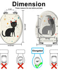 Dimensions diagram of Slow Close Elongated Toilet Seat Resin Black Bathroom Replacement with cat design.
