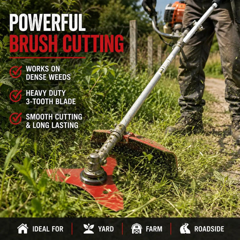 Top Rated Heavy Duty 3 Tooth Brush Cutter Blades For Yard Machines Y28 Plus More Models thick steel cutting dense weeds.