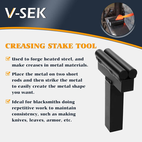 1 Inch Blacksmith Anvil Hardy Hole Tools Set With Creasing Stake Tool overview with instructions, durable steel construction.