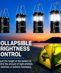 Bright LED Camping Lantern For Power Outages And Hurricane Prep, Collapsible Portable Survival Light at sunset beach with tent