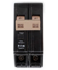 Double Pole 20 Amp Circuit Breaker With Standard Trip For Your Electrical Panel black Type CH breaker, front view