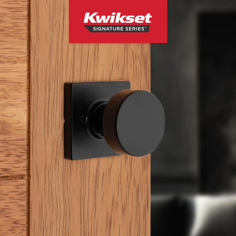 Pismo Dummy Door Knob Matte Black Non Turning Interior Pull For Closets French Double Doors And Pantry Easy DIY Install With Microban Protection No Latch Needed on wooden door close-up view