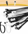 Heavy Duty Zip Ties With Screw Holes Mounting Tabs 12 Inch And 10 Inch 90 Pound Capacity All Weather in black and white