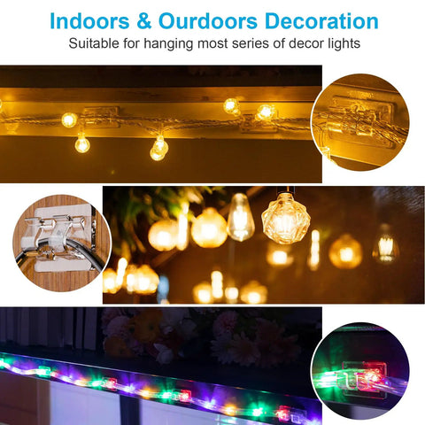 Heavy Duty Clear Adhesive Hooks For Outdoor String Lights And Christmas Wires Gonna Stick Like Glue To Any Surface Rock Solid Double Hook Design Keeps Your Party Decor Secure All Night