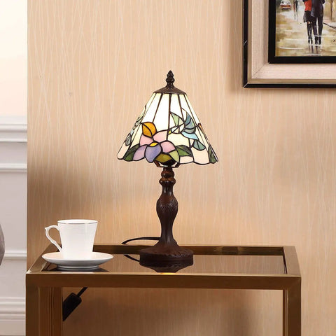 Hummingbird Tiffany Style Stained Glass Table Lamp Night Light With 8 Inch Shade And 15 Inch Tall Metal Base Handmade Copper Foil Craft