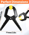 Hella Durable Plastic Spring Clamps 18 Pack 3.5 Inch Black Grip Clips side view showing dimensions and grip for secure holds.