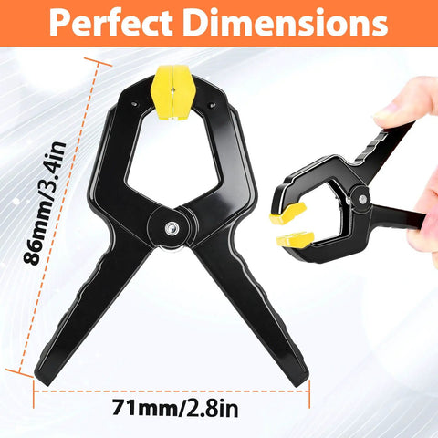 Hella Durable Plastic Spring Clamps 18 Pack 3.5 Inch Black Grip Clips side view showing dimensions and grip for secure holds.