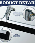 Close-up of 4 Pack Double Foam Floor Squeegee For Concrete And Industrial Floors, Heavy Duty Stainless Steel Scrubber with EVA Foam Blade, 18 Inch Wide, showing foam and handle attachment details.