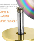 Close-up of Precision Dovetail Jig And Wheel Marking Gauge Set showing sharp, durable blades with a brass and steel design for woodwork.