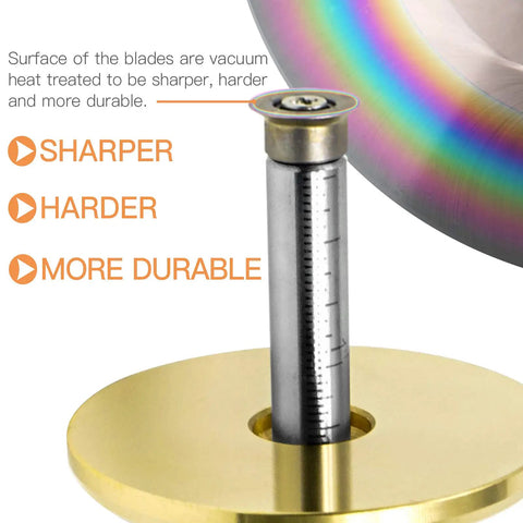 Close-up of Precision Dovetail Jig And Wheel Marking Gauge Set showing sharp, durable blades with a brass and steel design for woodwork.
