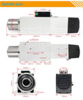 Dimensions of 7.5KW ATC CNC Router Spindle BT30 24000 RPM Air Cooled With Automatic Tool Change 380V VFD Inverter