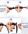 Instructions for using 50 Pcs Zipper Pull Tabs And Cord Ends Kit For Paracord, showing how to insert rope and open the hole.
