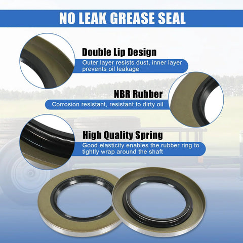 Front view: four-set trailer axle bearing kit with outer 1.25 in ID bearings, inner 1.75 in ID, double lip seals