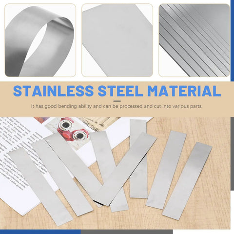 10 Pcs Rectangular Shim Stock Assortment Set Pro Grade 0.004 Inch Thick, 6.1 Inch Long By 0.98 Inch Wide 304 Stainless Steel Shims