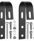 Two Pack Solar Panel Fence Mounting Kit For Balcony And Outdoor Spaces with black brackets and stainless fasteners.
