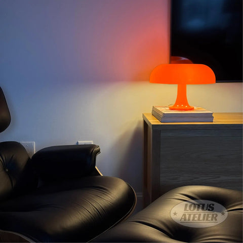 Orange Mushroom Table Lamp For Room Aesthetic, Modern Bedroom Lighting, Cozy Bedside Vibe, Retro Living Room Decor, Replaceable Bulbs Included, Easy Flip Switch, Charming Mid Century Style