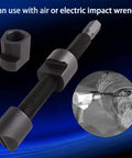 Heavy Duty Dual Wheel Separator Kit For Trucks And Trailers, 4 Piece Wheel Hub Removal Tool showing pusher and impact wrench use